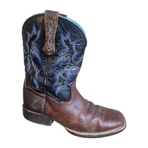 Ariat Tombstone Western Boots Youth Sz 3 Square Toe Leather 10012794 Earth Brown